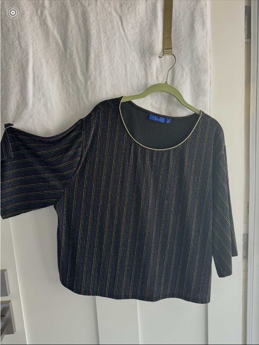 Black Multicolor Stripe Scoop Neck Women's Top